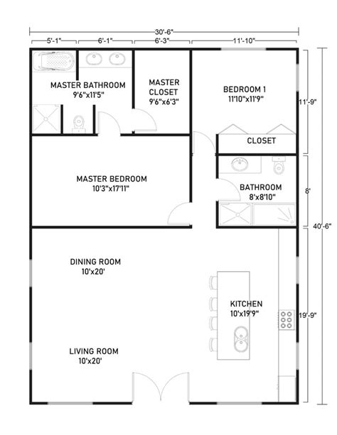 barndominium floor plans 30x40